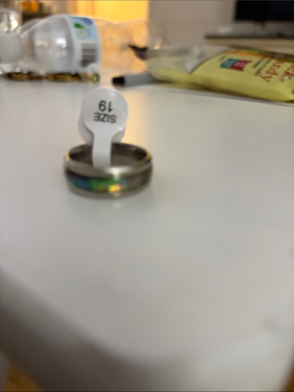Size 19 Iridescent Inlay Band Ring